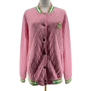 IVY STOREHOUSE Jacket Womens XLARGE Pink Velour Varsity Quilted Padded